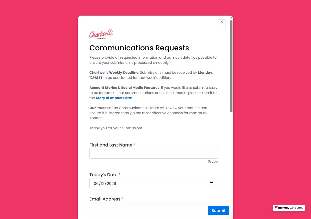 Communications Requests form thumbnail