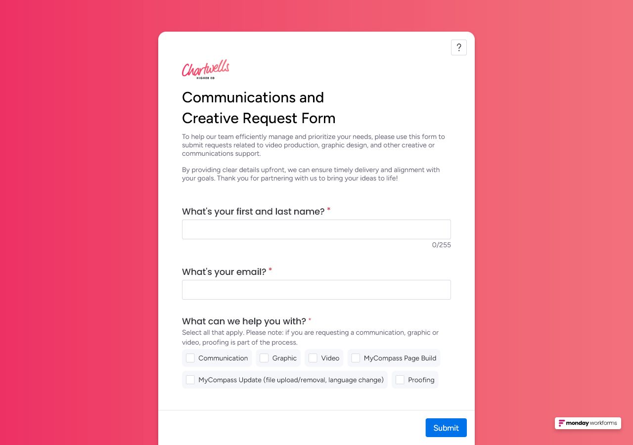 Communications and Creative Request form thumbnail
